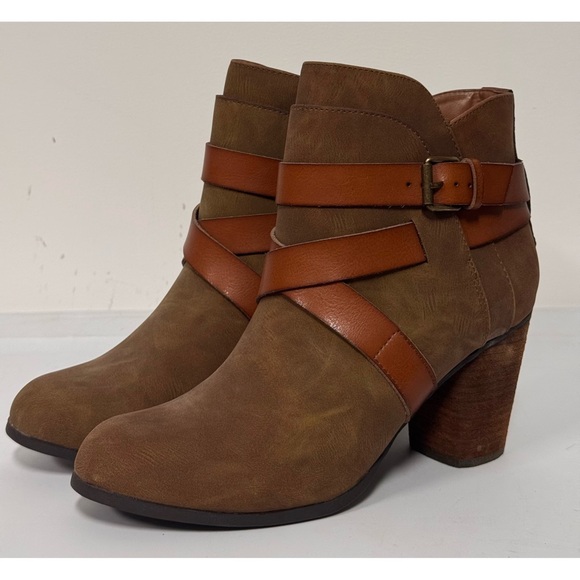 Madden Nyc Shoes - Madden NYC Faux Suede Heeled Booties Brown Size 9.5